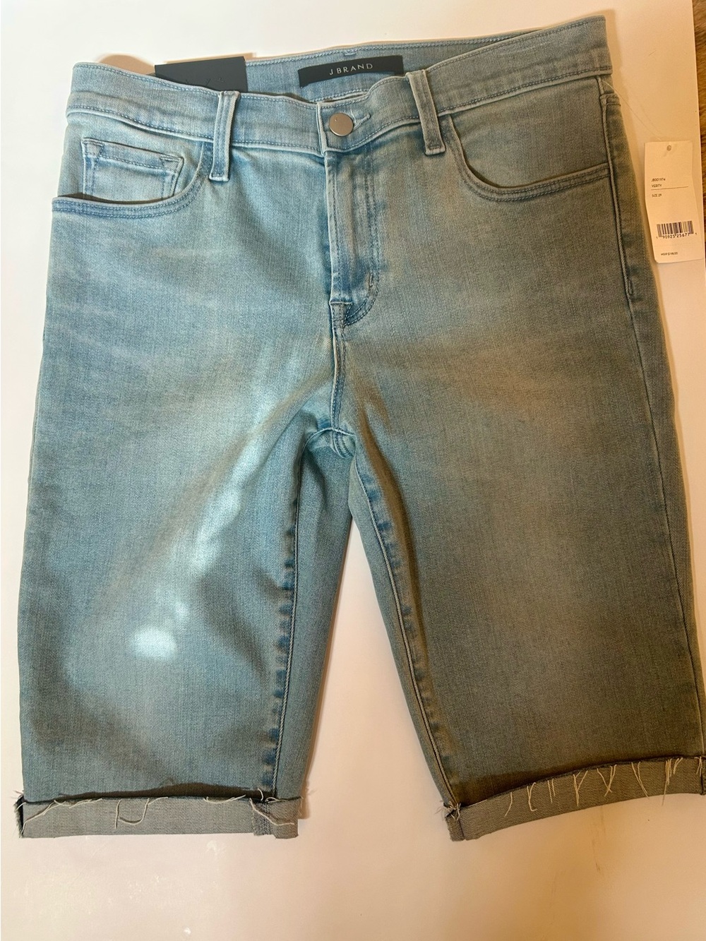 J Brand Soft Faded Blue Denim Bermuda Shorts